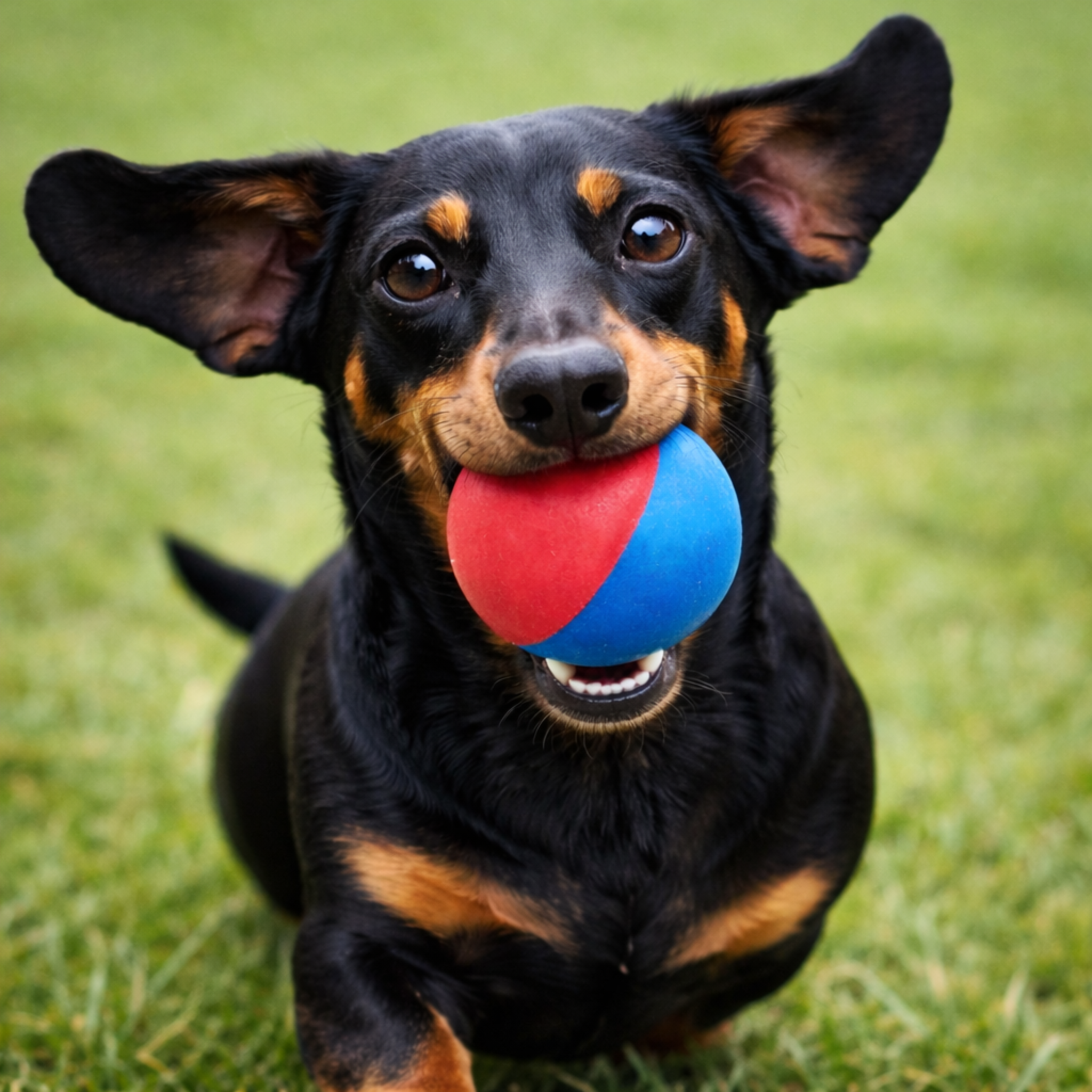 Pet rubber ball - dog catching red/blue ball